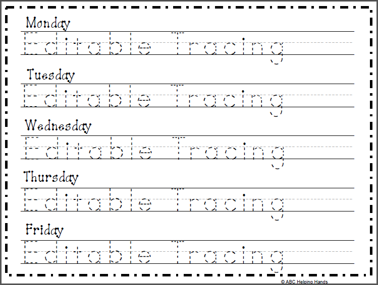 Free Editable Name Tracing Worksheet 5 Day Name Tracing Worksheets 