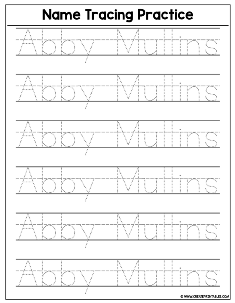 Preschool tracing worksheet generator name tracing generator free